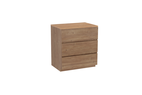 Storke Edge staand badmeubel 75 x 52 cm ruw eiken met Panton enkel wastafelblad in melamine ruw eiken