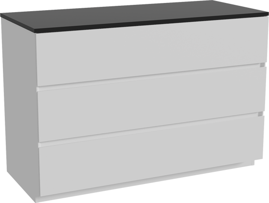Storke Edge staand badkamermeubel 120 x 52 cm mat wit met Panton enkel of dubbel tablet in gepoedercoate mdf mat zwart