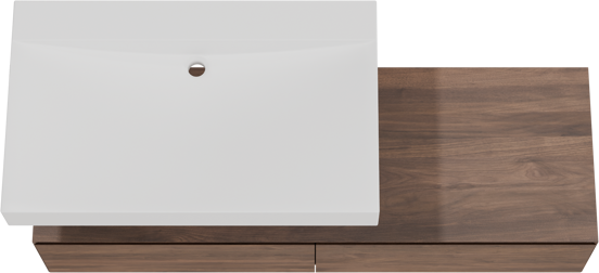 Balmani Mitra Elements meuble salle de bains suspendu 150 x 55 cm noyer américain avec Wave plan simple 90 cm en solid surface blanc mat