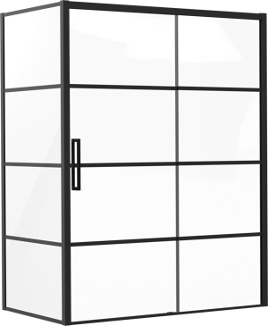 Luca Varess Senses douchecabine met rechtse schuifdeur en vaste zijwand 160 x 90 cm Lined glas mat zwart profiel