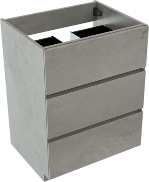 Storke Edge staande wastafelonderkast 65 x 52 cm beton donkergrijs 3 lades