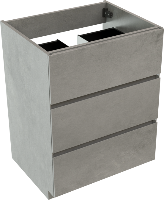Storke Edge meuble sous-vasque a poser 65 x 52 cm béton gris foncé 3 tiroirs