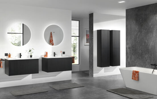 Balmani Forma meuble sous-vasque suspendu 90 x 55 cm chêne noir 2 tiroirs