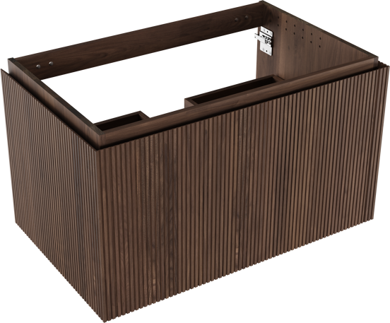 Balmani Eclips meuble sous-lavabo suspendu 90 x 55 cm Noyer américain 2 tiroirs Nervure sym. vert.