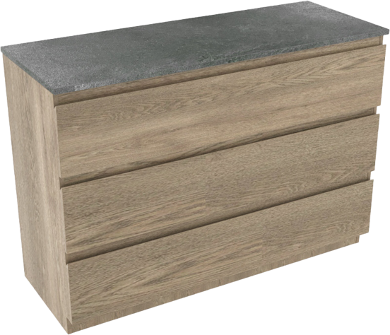 Linie Lado meuble salle de bains à poser 120 x 46 cm chêne gris avec Lado tablette simple ou double en mélaminé ardoise gris