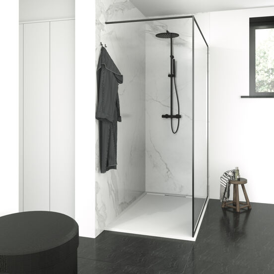 Balmani Framed inloopdouche 160 x 210 cm helder glas mat zwart profiel