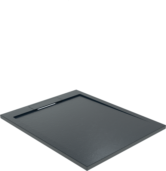 Balmani Indus douchebak 100 x 80 cm composietmarmer grafietgrijs leisteenstructuur