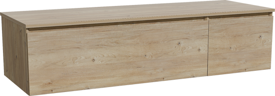 Storke Edge zwevend badmeubel 150 x 52 cm ruw eiken met Panton enkel of dubbel wastafelblad in melamine ruw eiken