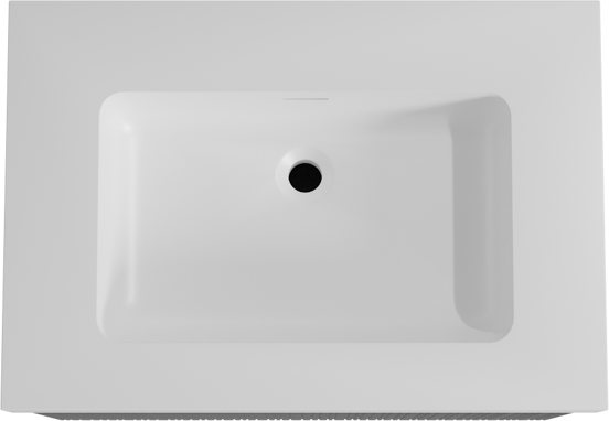 Storke Ribs meuble salle de bains suspendu 75 x 52 cm chêne noir avec Mata High plan simple en solid surface blanc mat, Nervure droite asymétrique verticale