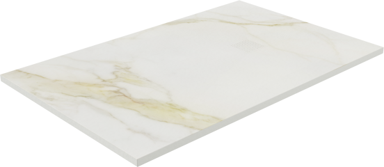 Balmani Impress douchebak 140 x 90 cm composiet witte marmer look rock structuur