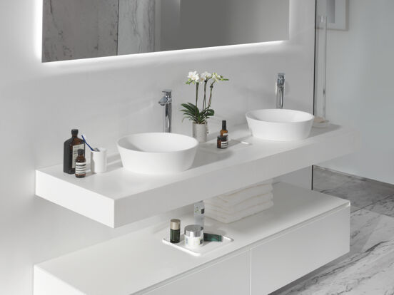 Balmani Still vasque à poser mat Solid Surface rond Ø 38 cm