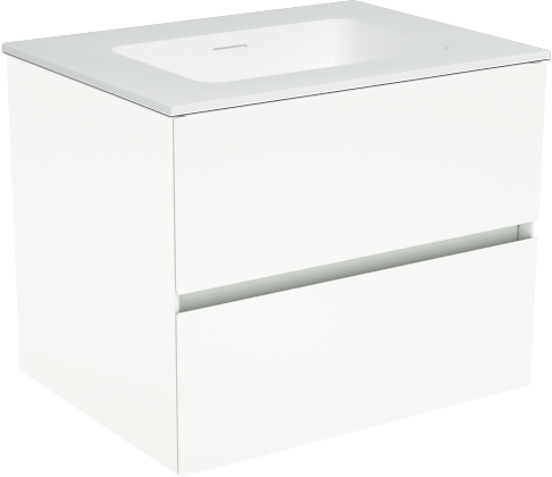 Storke Edge zwevend badkamermeubel 60 x 46 cm mat wit met Mata enkele wastafel in solid surface mat wit