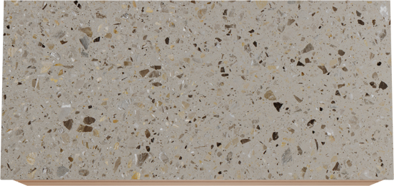 Balmani Mitra zwevend badkamermeubel 120 x 55 cm teak met Stretto enkel of dubbel tablet in terrazzo greige terrazzo