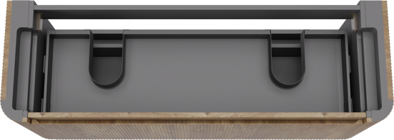 Storke Soft zwevende wastafelonderkast 140 x 46 cm Ruwe eiken 2 lades vert. sym. Groef
