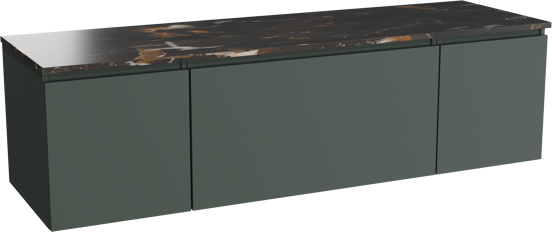 Balmani Sfera meuble salle de bains suspendu 180 x 55 cm forest avec Stretto tablette simple ou double en marbre portoro gold