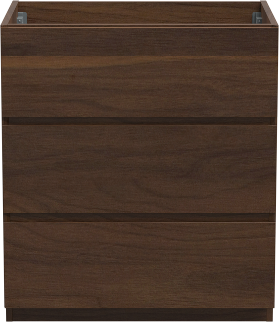 Storke Edge stehender Waschbeckenunterschrank: 75 x 52 cm, Nussbaum, 3 Schubladen