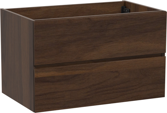 Storke Edge zwevende wastafelonderkast 85 x 52 cm notenhout 2 lades