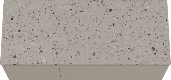 Balmani Idra hängendes Möbelstück Set: 135 x 55 cm, Steingrau, mit Stretto Einzel- oder Doppel Waschtischplatte, Terrazzo in Greige