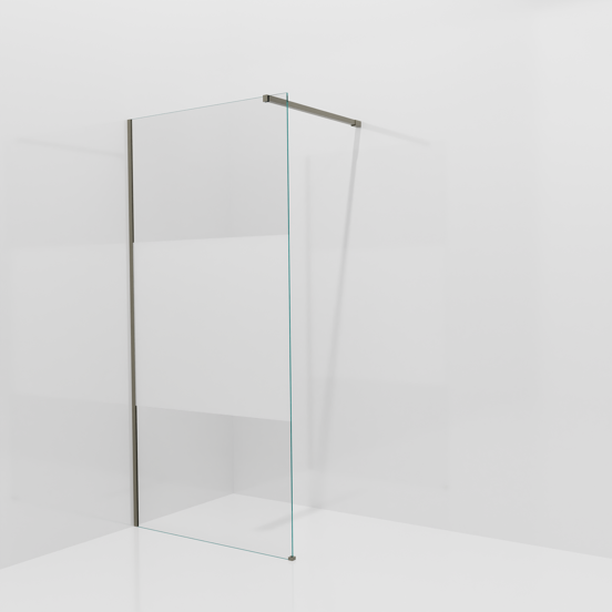 Balmani Modular douche à l'italienne: 100 x 200 cm, Verre transparent avec bande matte, avec coating, Profil Gris pierre
