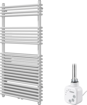 Vipera Alegria dubbele handdoekradiator 60 x 120 cm elektrische verwarming mat wit zij- en middenaansluiting 1000W, weerstand inbegrepen