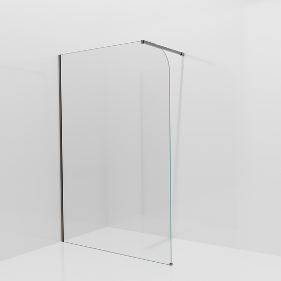 Balmani Modular douche à l'italienne: 140 x 200 cm, Verre transparent arrondi, avec coating, Profil Brushed GunMetal