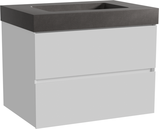 Storke Edge meuble salle de bains à poser 75 x 52 cm blanc brillant avec Scuro High plan simple en quartz noir mat