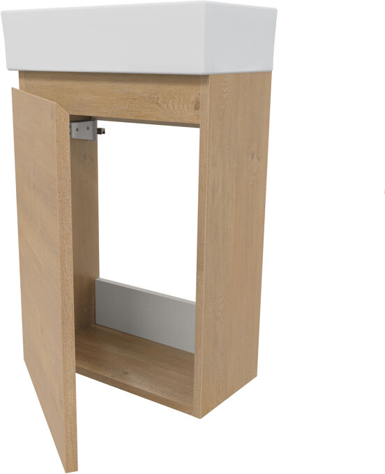 Linie Lado toiletmeubelset natuur eik met wastafel keramiek 40x22cm