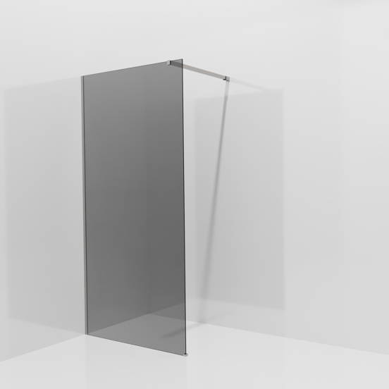 Balmani Modular douche à l'italienne: 100 x 200 cm, Verre fumé, avec coating, Profil Brushed Inox