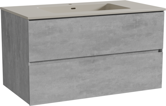 Storke Edge hängendes Möbelstück Set: 95 x 52 cm, Beton dunkelgrau, mit Diva Einzelwaschtisch, Top Solid Seidengrau