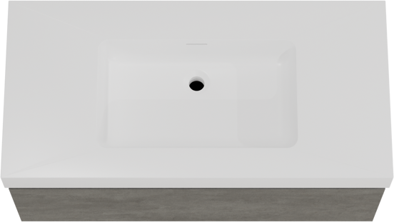 Storke Edge zwevend badkamermeubel 105 x 52 cm beton donkergrijs met Mata High enkele wastafel in solid surface mat wit
