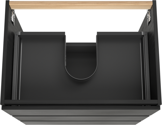 Balmani Lucida stehender Waschbeckenunterschrank: 75 x 55 cm, Eiche Schwarz, 3 Schubladen
