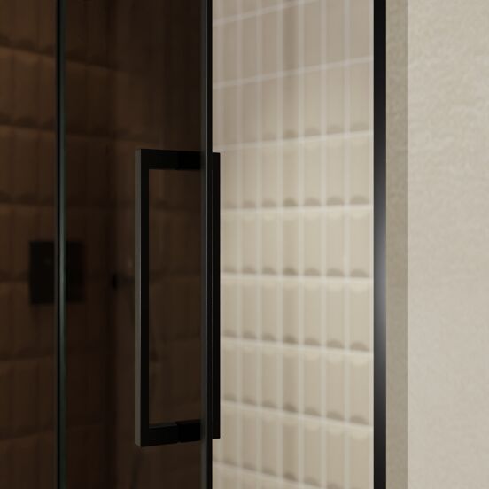 Balmani Senses Design douche draaideur links 140 cm x 210 cm Brons glas, Zwarte profielen, met coating