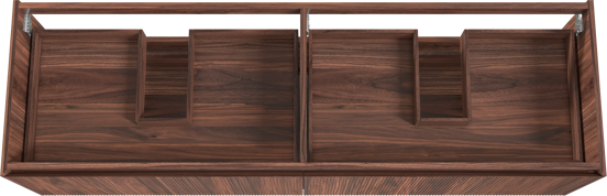 Balmani Fila hängender Waschbeckenunterschrank: 180 x 55 cm, Nussbaum, Furnierholz, 4 Schubladen