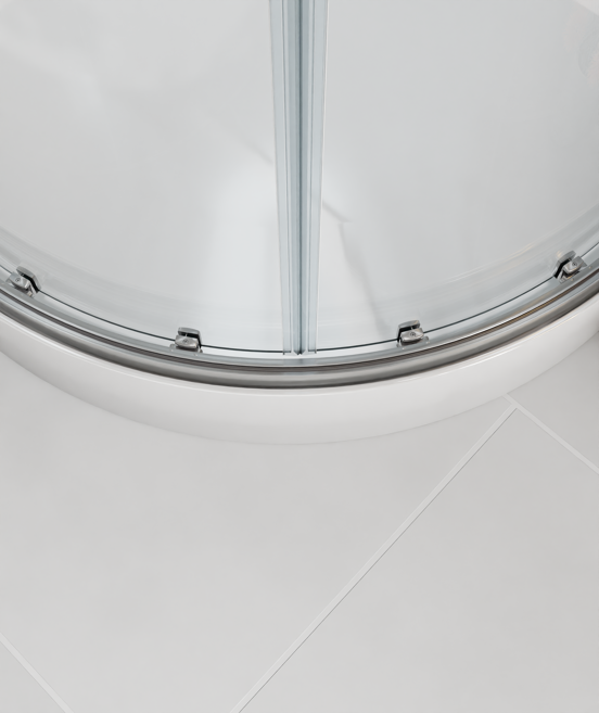 Luca Varess Talan kwartronde douchecabine met schuifdeuren 90 x 90 cm helder glas mat chroom profiel