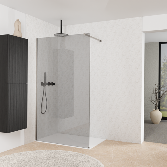 Balmani Modular inloopdouche: 120 x 200 cm, Rookglas, Brushed Inox profielen