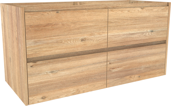 Storke Seda zwevend wastafelonderkast 120 x 52 cm ruw eiken 4 lades