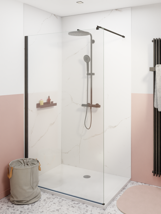 Luca Varess Artdeco revêtement mural de douche 120 x 244 cm alu-composite  aspect marbre blanc