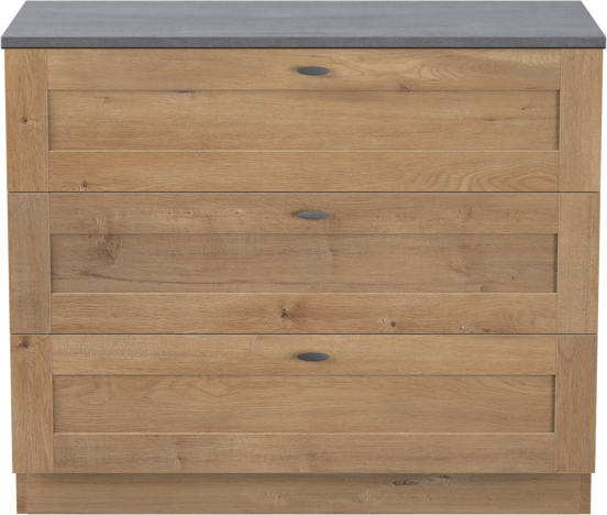 Linie Classo meuble salle de bains à poser 100 x 46 cm chêne naturel avec Lado tablette simple ou double en mélaminé béton gris foncé