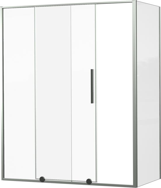 Luca Varess Morano paroi d'angle avec porte coulissante et paroi latérale fixe 160 x 80 cm verre transparent profil chrome brillant
