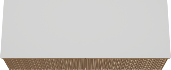 Balmani Forma zwevend badkamermeubel 150 x 55 cm natuur eik met Stretto enkel of dubbel tablet in solid surface mat wit, Verticale asymmetrische ronde ribbel