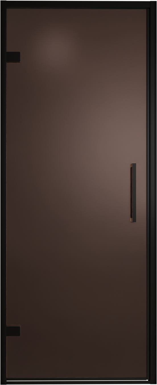 Balmani Senses Design porte pivotante à gauche 90 cm x 210 cm verre Bronze, Profil noir, coating inclus