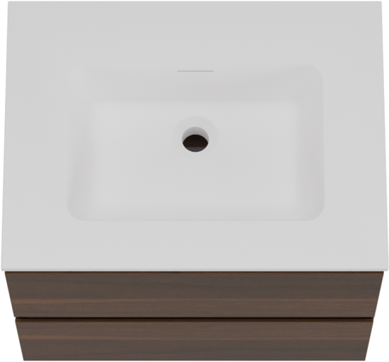 Storke Edge meuble salle de bains suspendu 60 x 46 cm noyer avec Mata plan simple en solid surface blanc mat