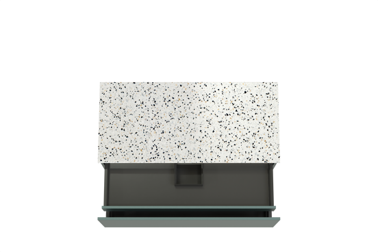 Balmani Sfera zwevend badkamermeubel 120 x 55 cm forest met Stretto enkel of dubbel tablet in mat wit/zwart terrazzo