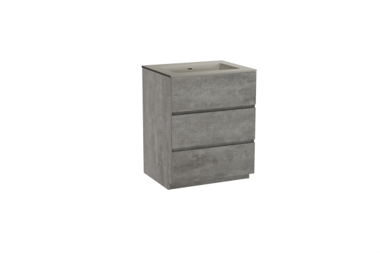 Storke Edge staand badkamermeubel 65 x 52 cm beton donkergrijs met Diva enkele wastafel in top solid zijdegrijs