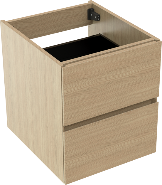 Storke Edge hängender Waschbeckenunterschrank: 45 x 52 cm, Naturbelassene Eiche, 2 Schubladen