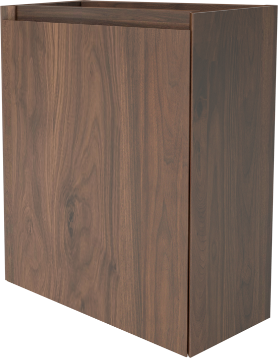 Balmani Mitra zwevend toiletmeubel 42 x 21 cm amerikaans notenhout met Facetta wastafelblad en Jazz waskom in matte Solid Surface