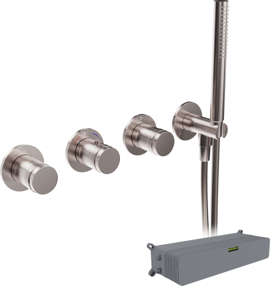 Blaufoss Pavilion Thermostat-Duscharmatur: Unterputz, Brushed CoolMetal, Einbauelement inklusive