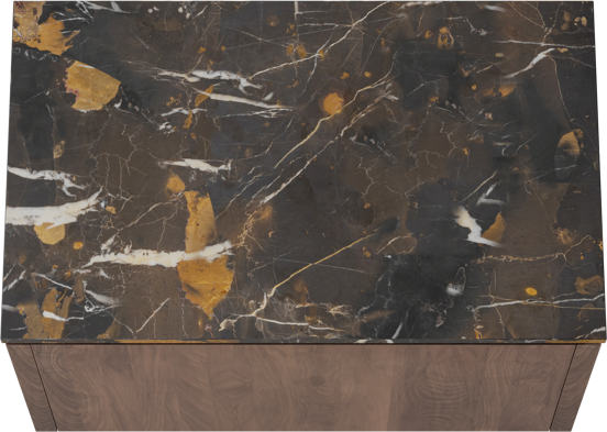 Balmani Eclips zwevend badmeubel 90 x 55 cm Amerikaans notenhout met Stretto enkel wastafelblad in Portoro Gold marmer