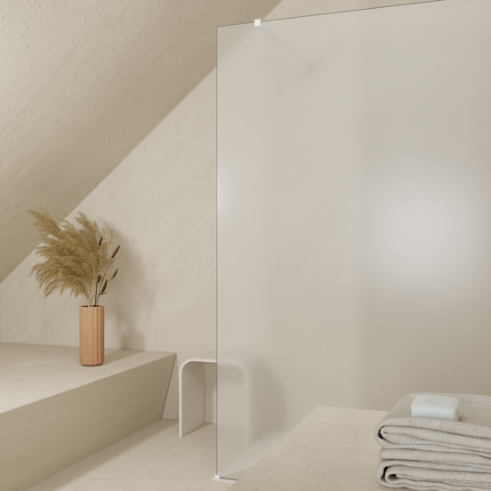 Balmani Modular inloopdouche: 80 x 200 cm, Permafrost met coating, Mat witte profielen