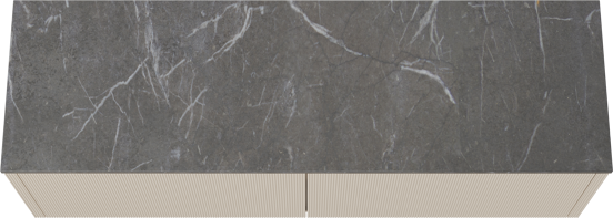 Balmani Eclips meuble salle de bains suspendu 180 x 55 cm Sandbeige avec Stretto tablette simple ou double en Pietra Grey marbre, Nervure droite symétrique verticale